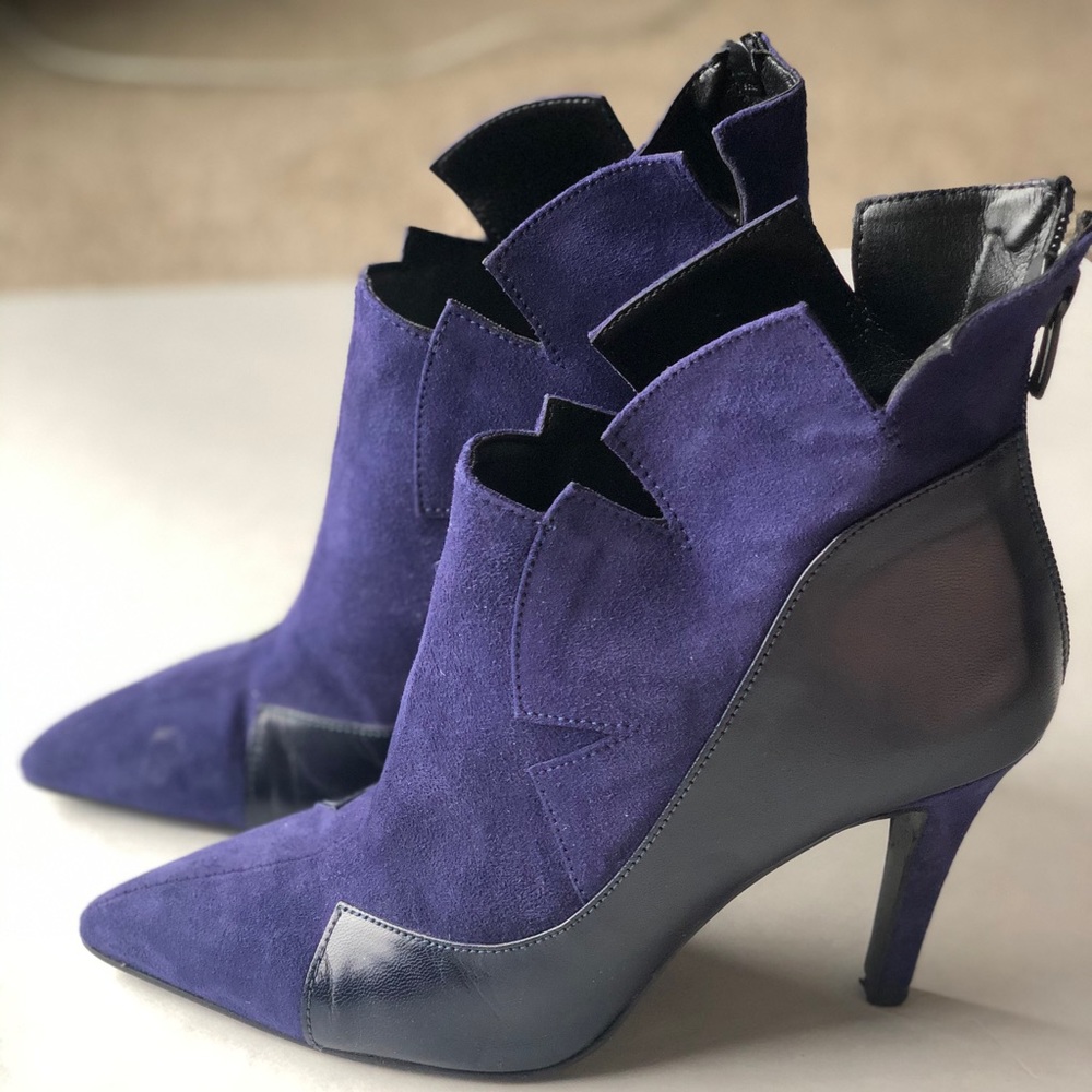Leather and suede booties